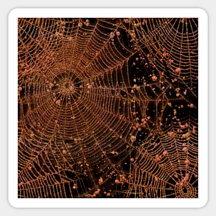 Orange Glitter Halloween Spiderweb Pattern Spooky Style Glamour Goth Sticker